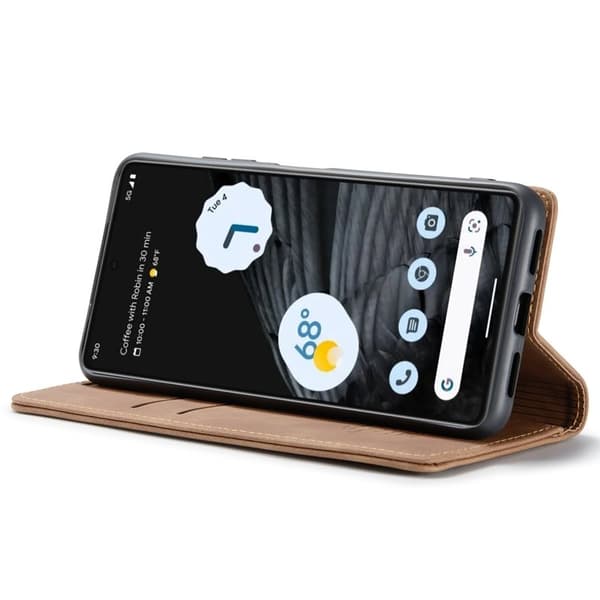 CASEME 013 Flip Konstläder Plånboksfodral för Google Pixel 7 5G - Brun