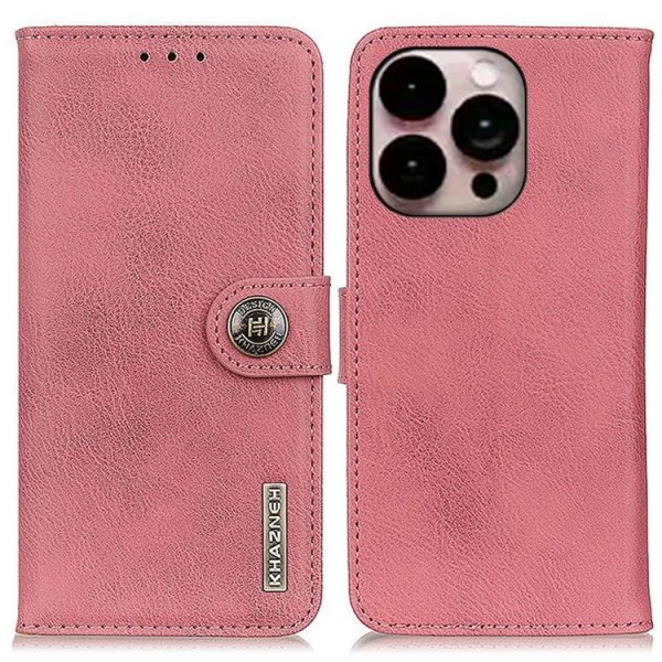 KHAZNEH iPhone 14 Pro Wallet Case Retro - vaaleanpunainen