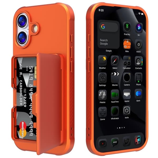 Mobilskal till iPhone 17 Korthållare Mirror Kickstand - Orange Orange