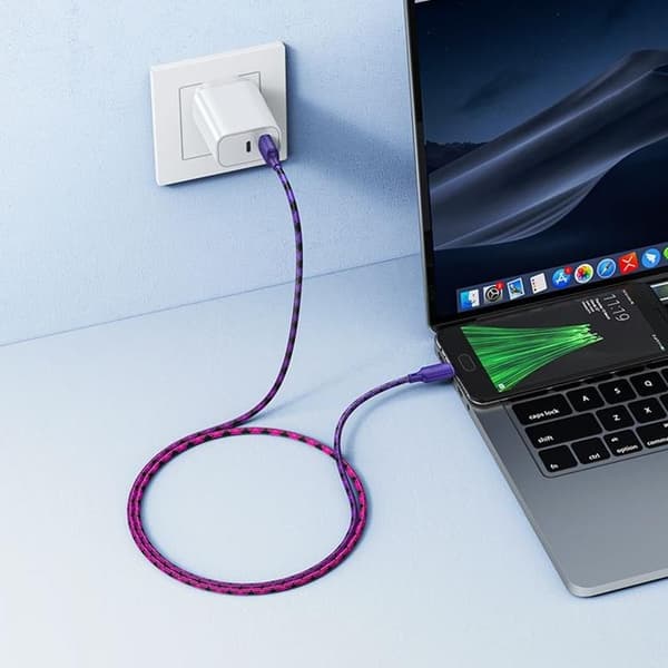 HOCO USB-A til Micro-USB Kabel 2.4A 1m Nylon X116 - Gradient Lilla Lila