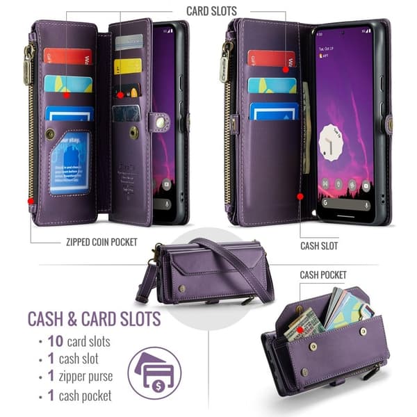 CASEME Plånboksfodral Konstläder till Google Pixel 10 Pro XL - Lila