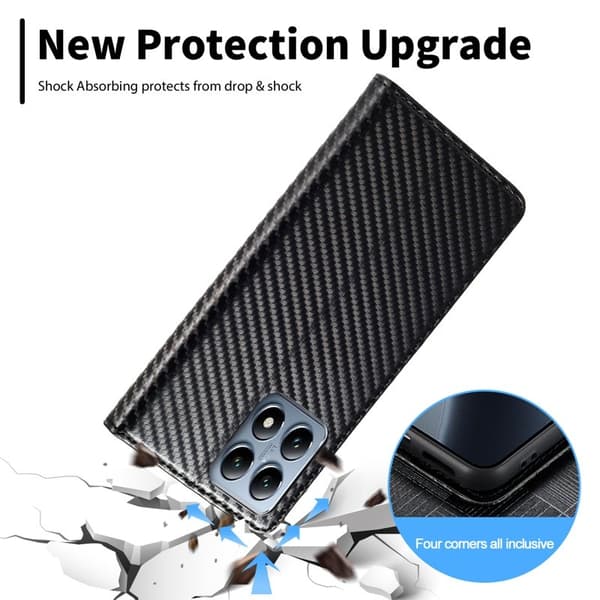 LC.IMEEKE Xiaomi 14T Plånboksfodral - Kolfiber - Ställ - Kortfack - Svart