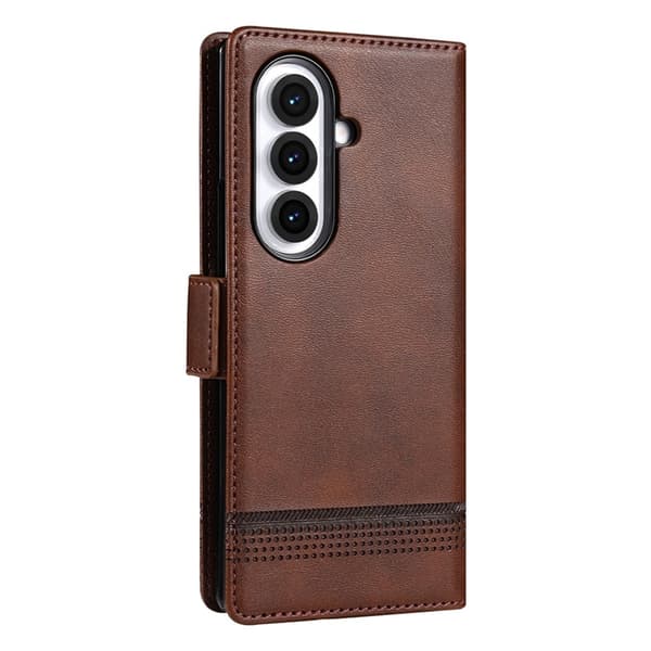 AZNS Galaxy Z Fold 7 Plånboksfodral Cowhide Läder - Röd Röd