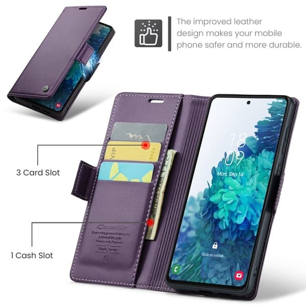 CASEME Plånboksfodral Konstläder för Samsung Galaxy S20 FE - Lila