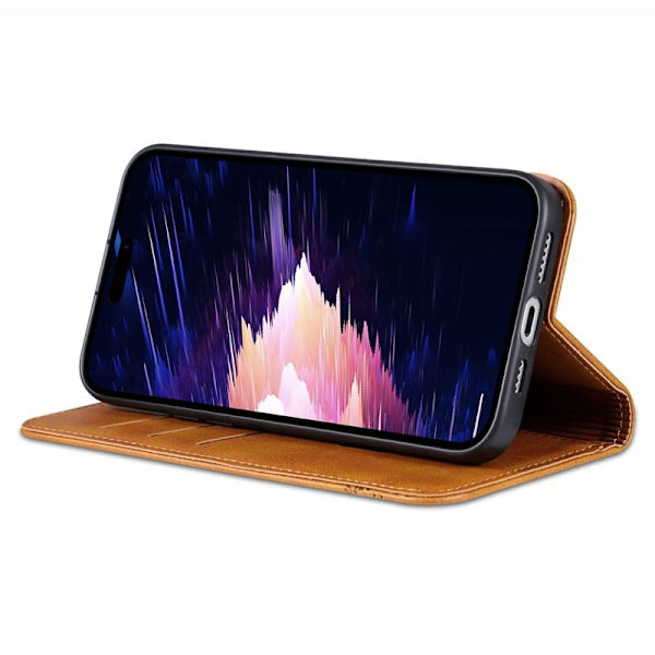 AZNS iPhone 16e Plånboksfodral Konstläder - Brun