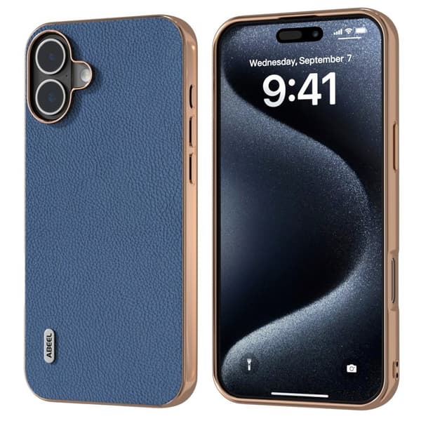 ABEEL Mobilskal till iPhone 16 Horizon Series Blå Äkta Läder + TPU