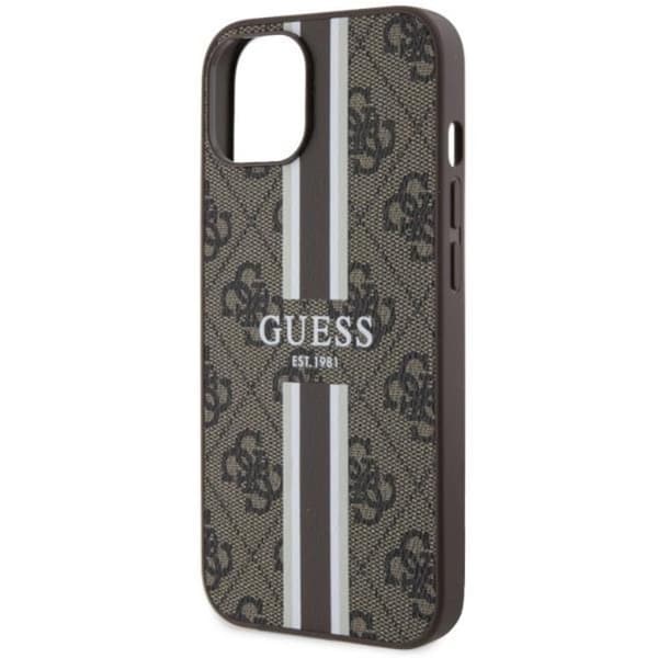 Guess iPhone 14 Plus Mobilskal MagSafe 4G Printed Stripes Brun Brun