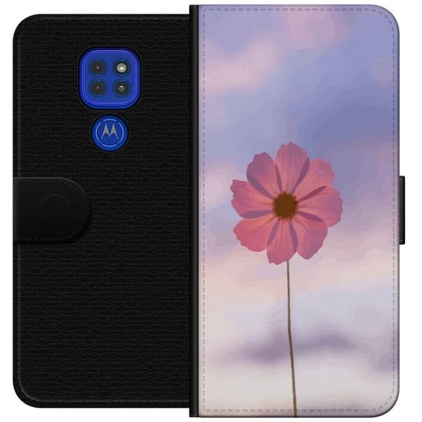 Pungcover til Motorola Moto G9 Play med lyserød blomst