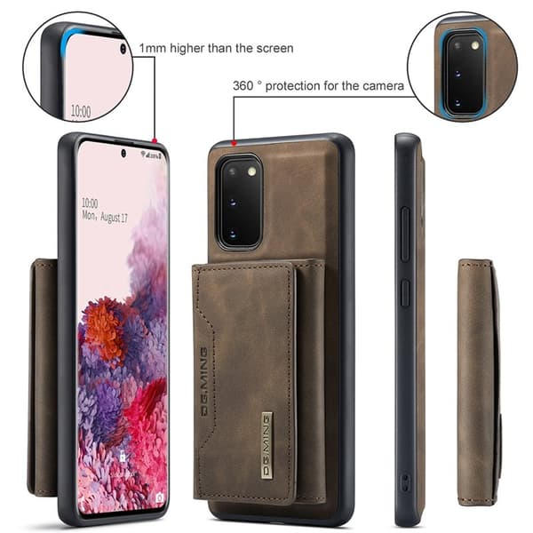 DG.MING Konstläder Plånboksfodral för Samsung Galaxy S20 5G - Brun