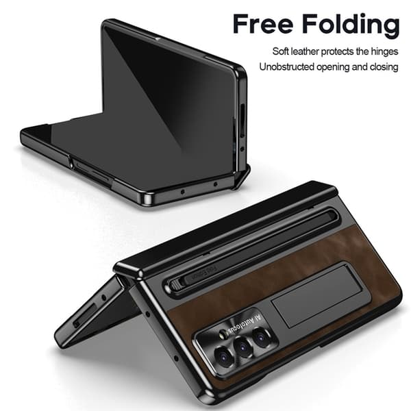 Mobilskal till Galaxy Z Fold7 Kickstand med Stylus - Coffee Brun