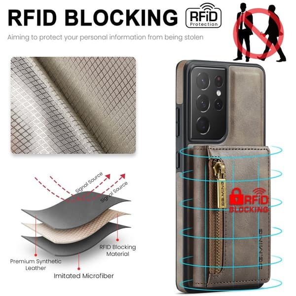 DG.MING Plånboksfodral för Samsung Galaxy S21 Ultra 5G - Brun