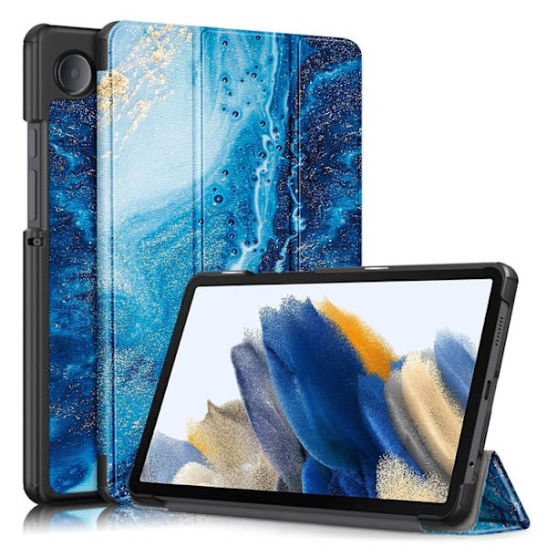 Galaxy Tab A9 Fodral Pattern Printing Tri-fold Konstläder Blå