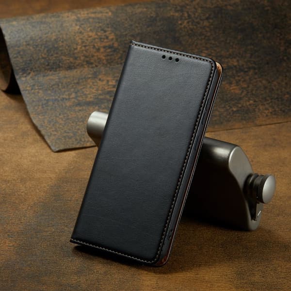 FIERRE SHANN för Samsung Galaxy S23 Plånboksfodral Konstläder - Svart