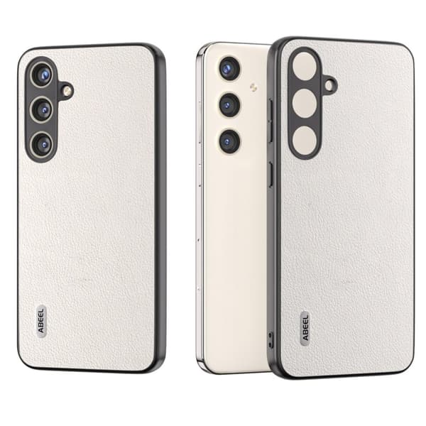 ABEEL Mobilskal till Samsung Galaxy S24 Äkta Läder Texturerat Grå
