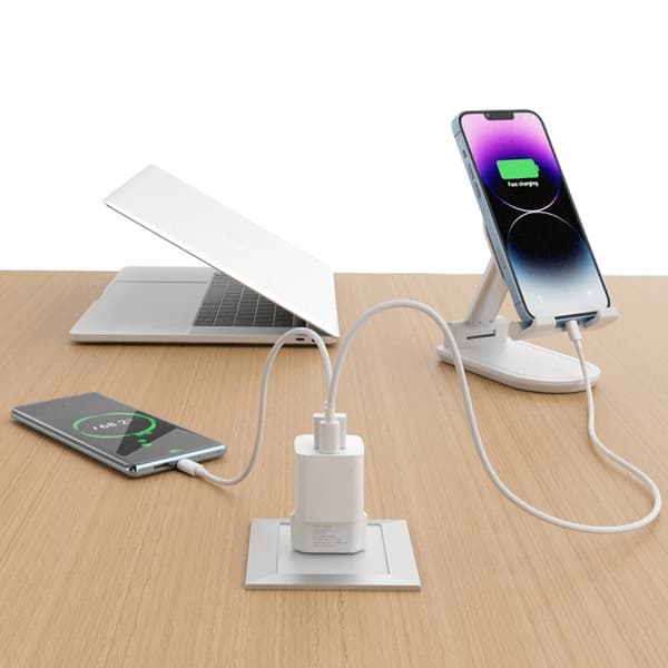 Wozinsky Vægoplader 20W USB-C/USB-A - Hvid Vit