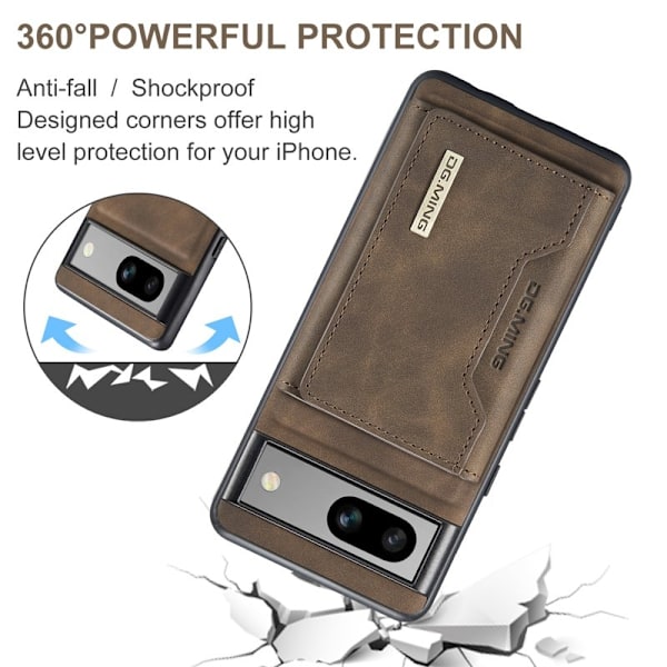 DG.MING Detachable Plånboksfodral för Google Pixel 7a - Brun