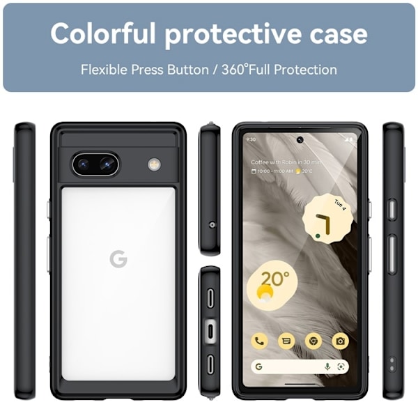 Google Pixel 7a Mobilskal Acrylic Shockproof TPU - Svart Svart