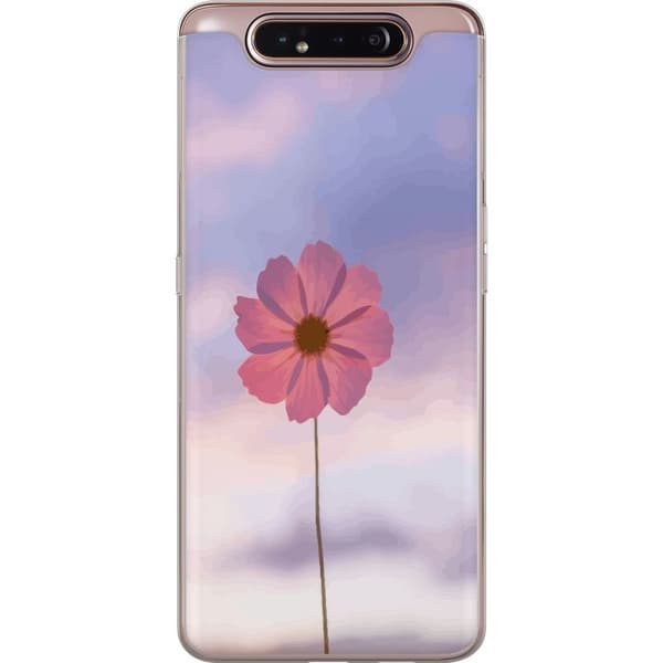 Telefontaske til Samsung Galaxy A80 med Lyserød Blomst