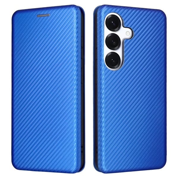 Samsung Galaxy S26/S26 Pro Skal Kolfiber PU Läder - Blå