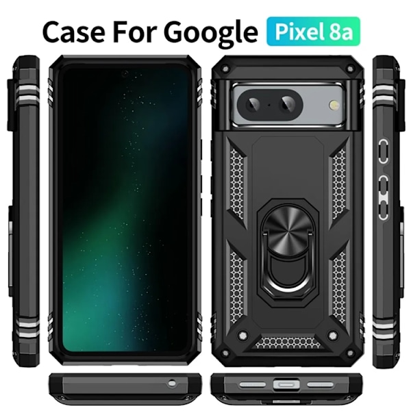 Google Pixel 8A Mobilskal Ringhållare - Svart Svart