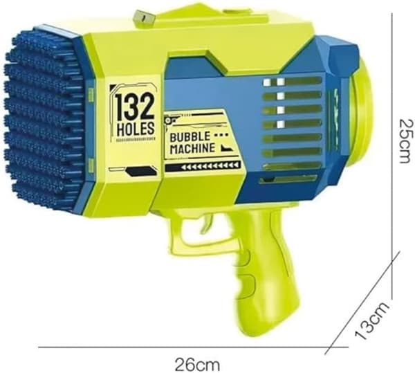 Såpbubbelbazooka – Elektrisk Bubbelpistol med 132 Hål - Grön/Blå Grön