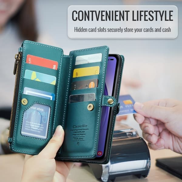 CASEME Plånboksfodral Konstläder för Samsung Galaxy A54 5G - Grön