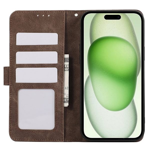 ABEEL iPhone 15 Plus Konstläder Plånboksfodral RFID-Skydd Kortfack Brun