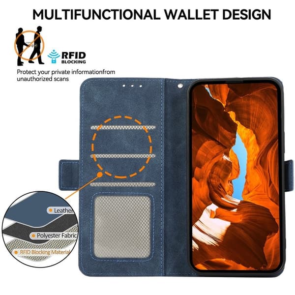 ABEEL Mobilskal till iPhone 12 Pro Max Magnetisk Flip KonstLäder RFID-Skydd Blå