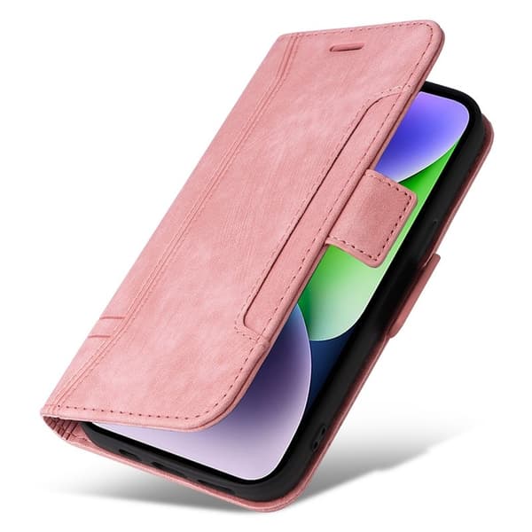 BETOPNICE 001 iPhone 15 Plus Plånboksfodral Konstläder - Rosa