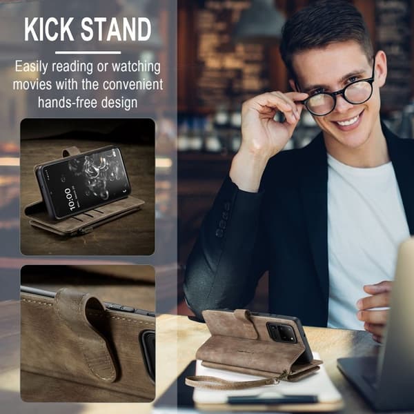 CASEME Konstläder Plånboksfodral för Samsung Galaxy S20 Ultra - Brun
