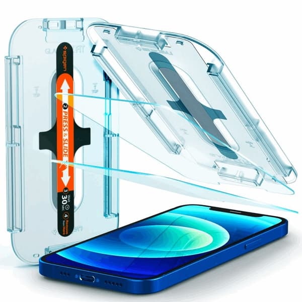SPIGEN Ez Fit 2-Pack Härdat Glas Skärmskydd.Tr iPhone 12 & 12 Pr Transparent