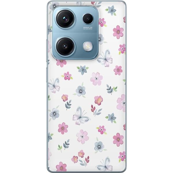 Telefontaske til Xiaomi Redmi Note 14S med blomster og sommerfugle