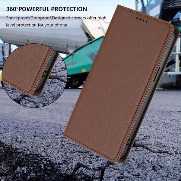 Plånboksfodral för Samsung Galaxy S26 Plus Konstläder RFID - Brun