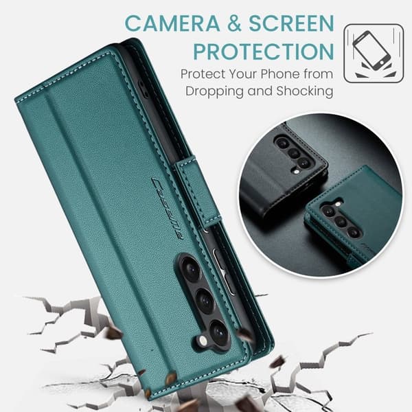 CASEME Plånboksfodral Konstläder för Samsung Galaxy S25+ - Grön