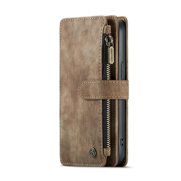 CASEME Konstläder Plånboksfodral för iPhone 12/12 Pro med rem - Brun