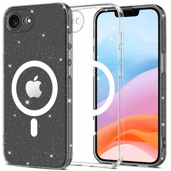 Tech-Protect telefontaske til iPhone 16e Magsafe Flexair - Glitter Transparent