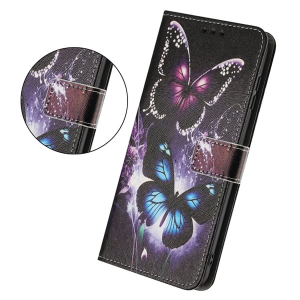 Sony Xperia 10 VII Konstläder Plånboksfodral Pattern Printing - Two Butterflies Svart
