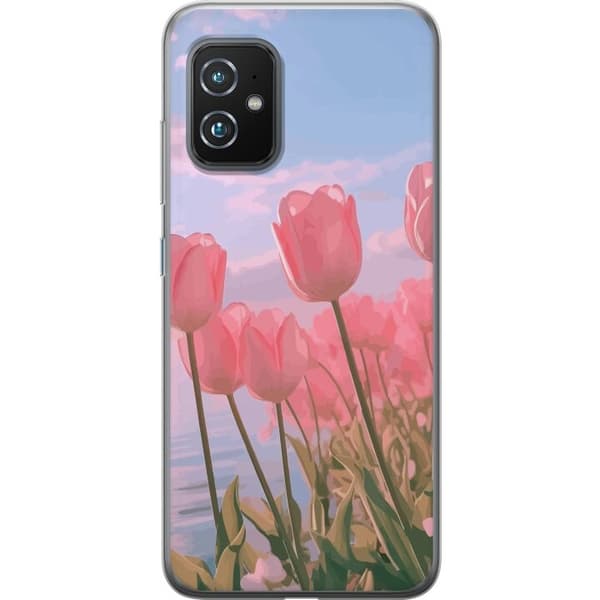 Mobilcover til Asus Zenfone 8 med lyserøde tulipaner