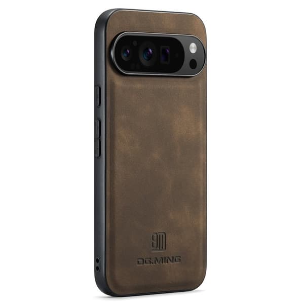 DG.MING Mobilskal till Google Pixel 9 Pro XL PU Läder Hybrid Brun