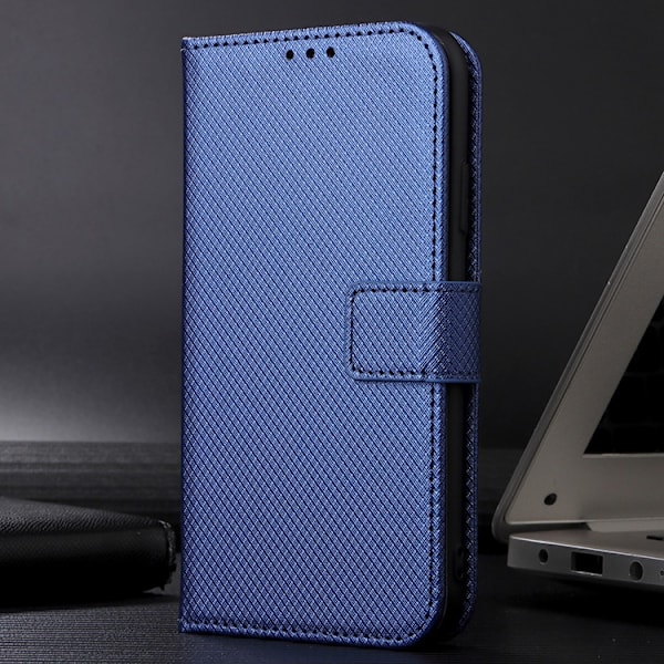 OnePlus 15 Plånboksfodral Strap Diamond Texture Konstläder Blå