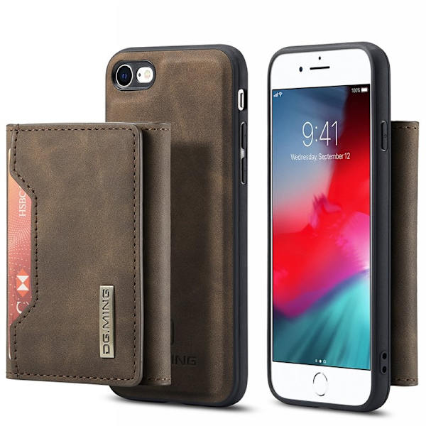 DG.MING Konstläder Plånboksfodral för iPhone 7/8/SE 2020/2022 - Brun