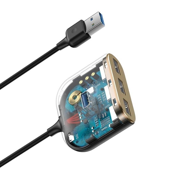 Baseus Square round 4 in 1 USB HUB Adapter - Svart Svart