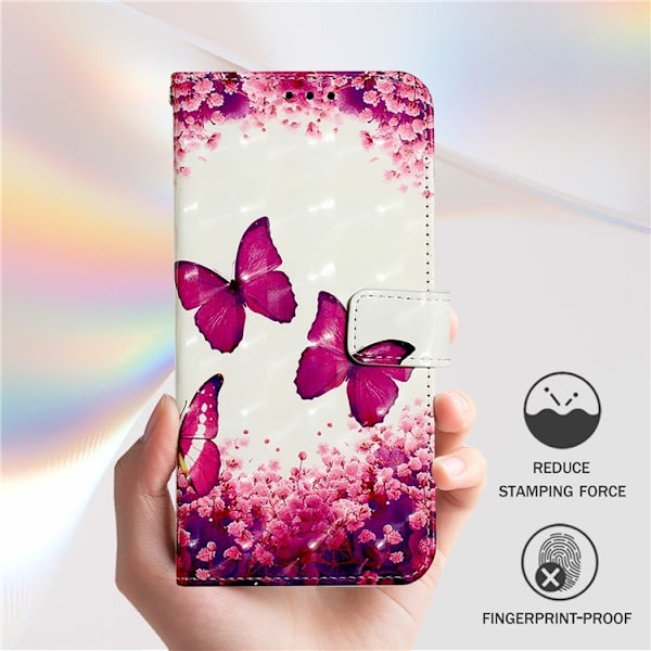 iPhone 16 Plus Plånboksfodral Printing Pattern Med Rem Rosa