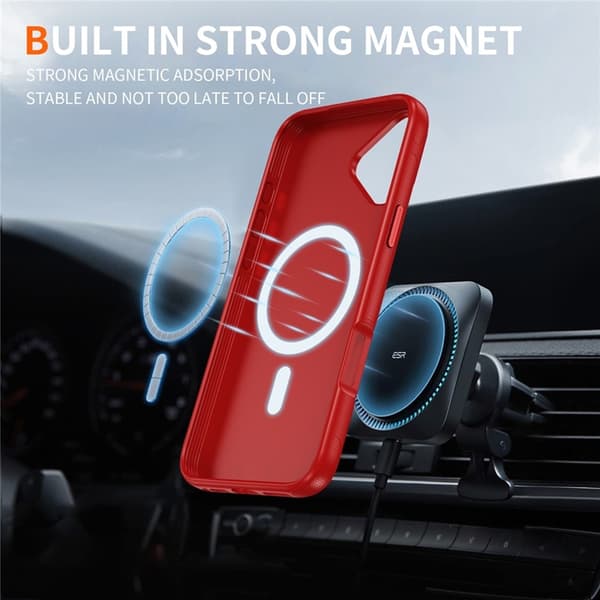 Mobilskal till iPhone 17 MagSafe PC + TPU Shockproof - Röd Röd