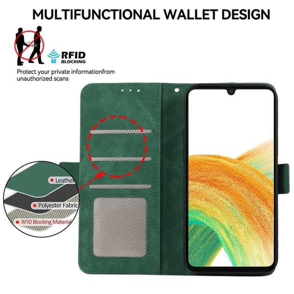 ABEEL Samsung Galaxy A34 5G Plånboksfodral Konstläder RFID Blockering Grön