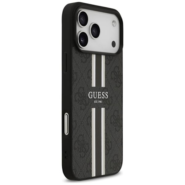 Guess telefontaske til iPhone 17 Pro Max MagSafe 4G trykte striber - sort Svart