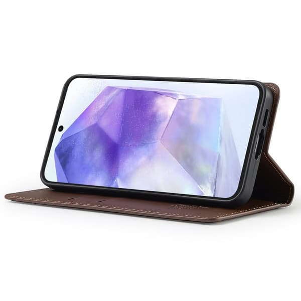 LC.IMEEKE L1 Series Samsung Galaxy A35 Plånboksfodral Konstläder - Brun