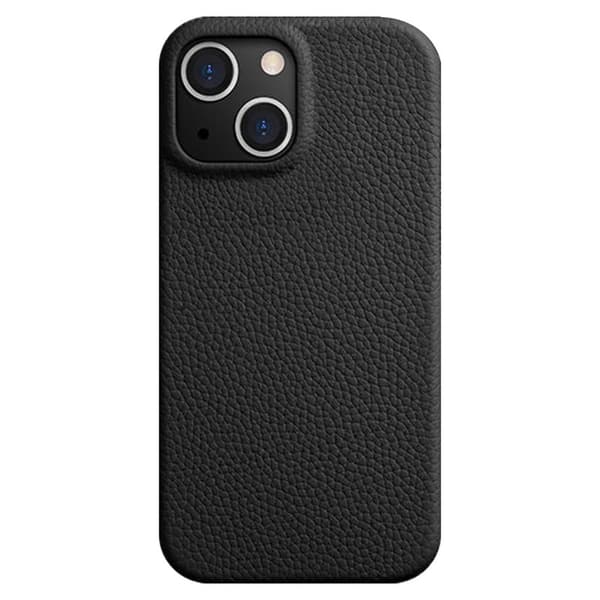 MELKCO Mobilskal till iPhone 15 Plus Äkta Läder Belagt PC Svart