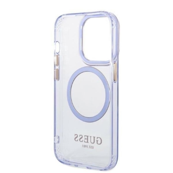 Guess iPhone 14 Pro Mobilskal MagSafe Guld Outline Translucent - Lila