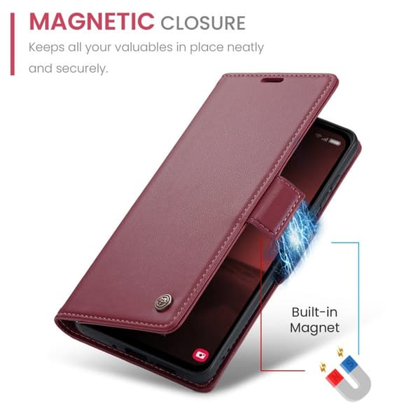 CASEME Plånboksfodral Konstläder för Samsung Galaxy A35 5G - Röd